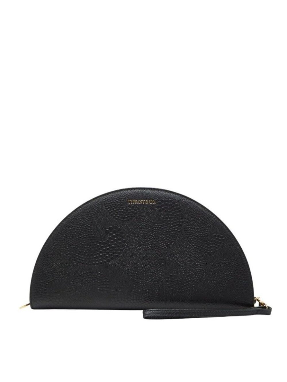 Tiffany & Co Half Moon Large Wallet Bifold Black Leather